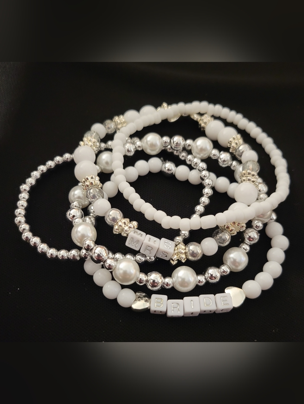 Hand Crafted Stretch Beaded Bracelet Set of 
5